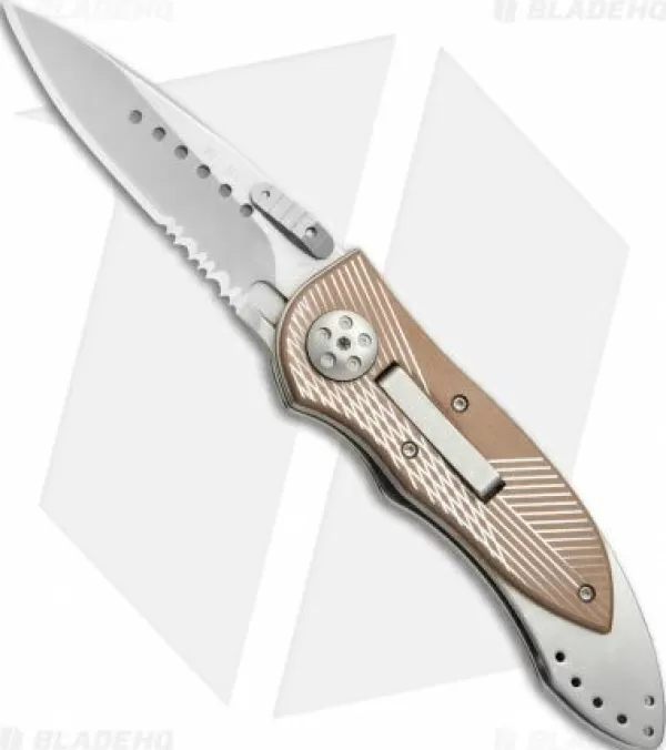 Store Cheap Crkt Elishewitz E-Lock Folding Knife Bronze (3.9 Satin Serr) 7333 Pocket Knives