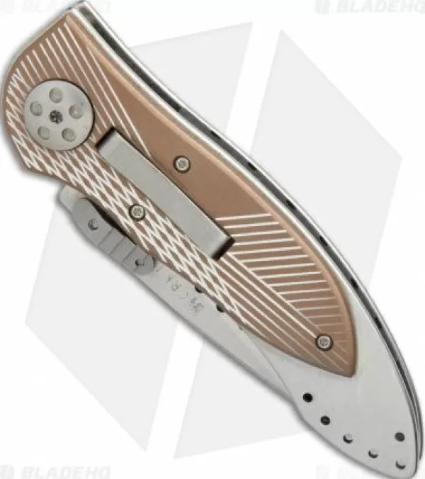 Store Cheap Crkt Elishewitz E-Lock Folding Knife Bronze (3.9 Satin Serr) 7333 Pocket Knives