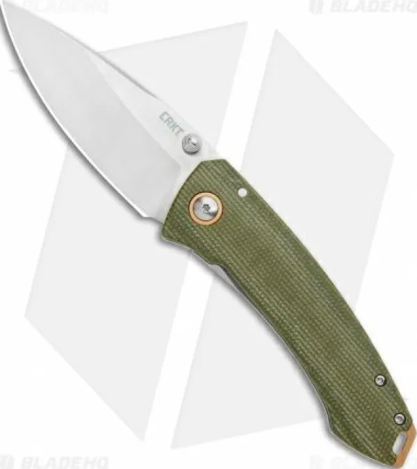 Best Sale Cheap Crkt Exclusive Burnley Tuna Frame Lock Knife Green Micarta (3.3 Satin S35Vn) Pocket Knives