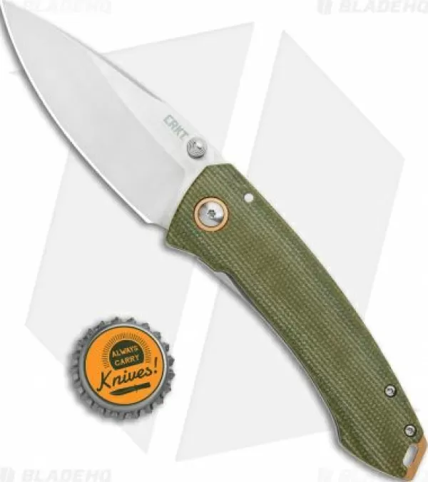 Best Sale Cheap Crkt Exclusive Burnley Tuna Frame Lock Knife Green Micarta (3.3 Satin S35Vn) Pocket Knives
