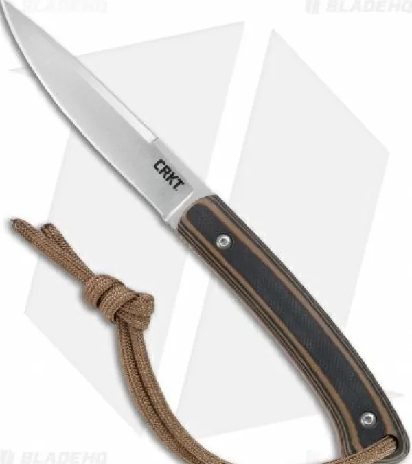 Sale Cheap Crkt Folts Biwa Fixed Blade Knife Brown/Black G-10 (3 Satin) Fixed Blade Knives