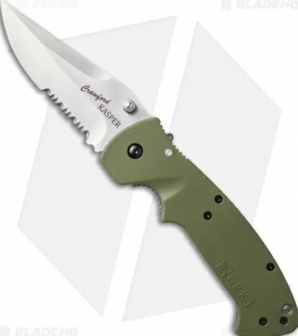 Flash Sale Crazy Deals Crkt Crawford Kasper Liner Lock Knife Od Green Zytel (3.75 Satin Serr) 6783Sod Pocket Knives