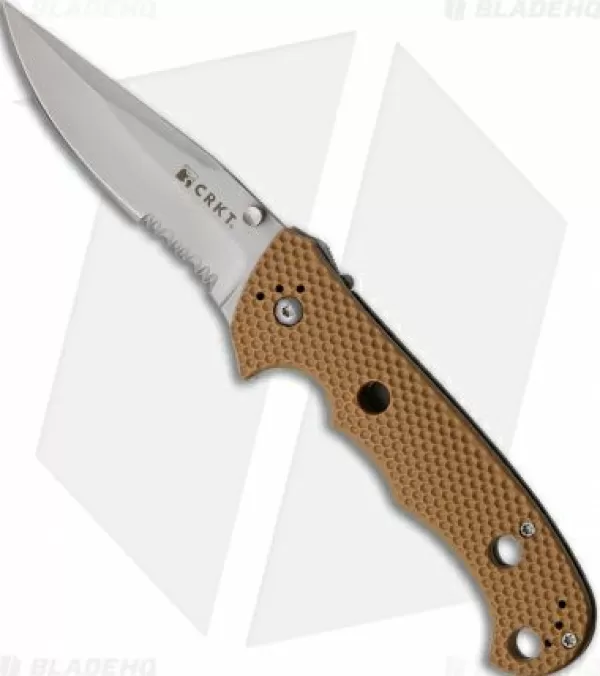 Flash Sale Crazy Deals Crkt Hammond Cruiser Liner Lock Knife Tan (3.75 Bead Blast Serr) 7914Di Pocket Knives