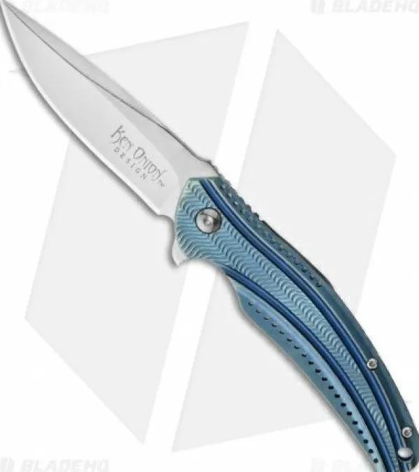 Outlet Crazy Deals Crkt Ken Onion Ripple Frame Lock Knife Blue (3.125 Satin) K405Bxp Pocket Knives