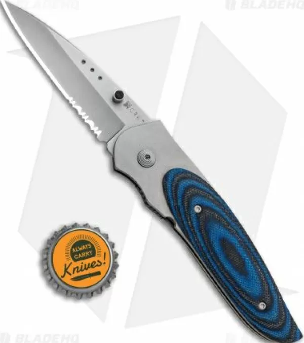 Fashion Crazy Deals Crkt Viele Wasp Liner Lock Knife Black/Blue G-10 (2.8 Bead Blast Serr) 8012 Pocket Knives