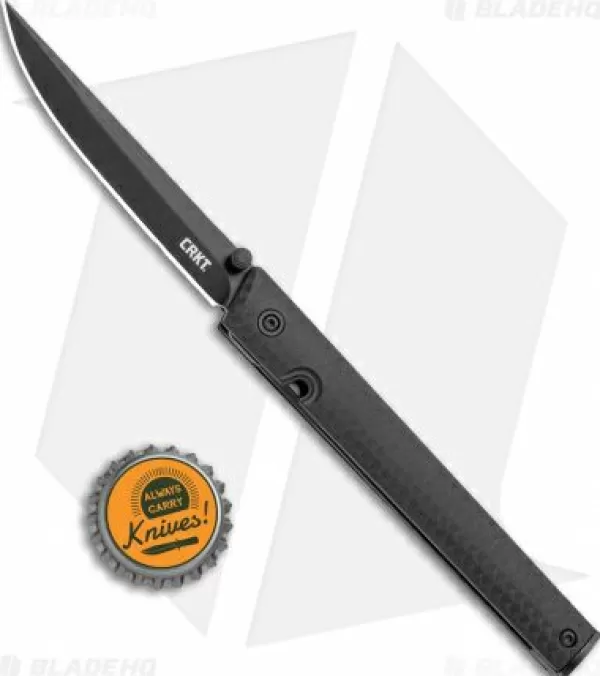 Best Featured Crkt Blackout Ceo Thumb Stud Liner Lock Knife Black Grn (3.1 Black) Pocket Knives