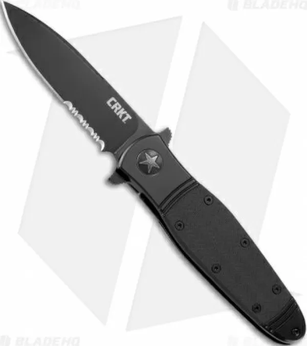 Outlet Gift Selection Crkt Bombastic Frame Lock Knife Black Gfn (3.3 Black Serr) K345Kks Tactical Knives