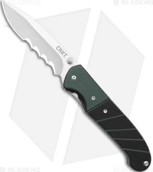 Best Gift Selection Crkt Ignitor Spring Assisted Knife Black & Green G-10 (3.38 Satin Serr) 6855 Spring Assisted Knives
