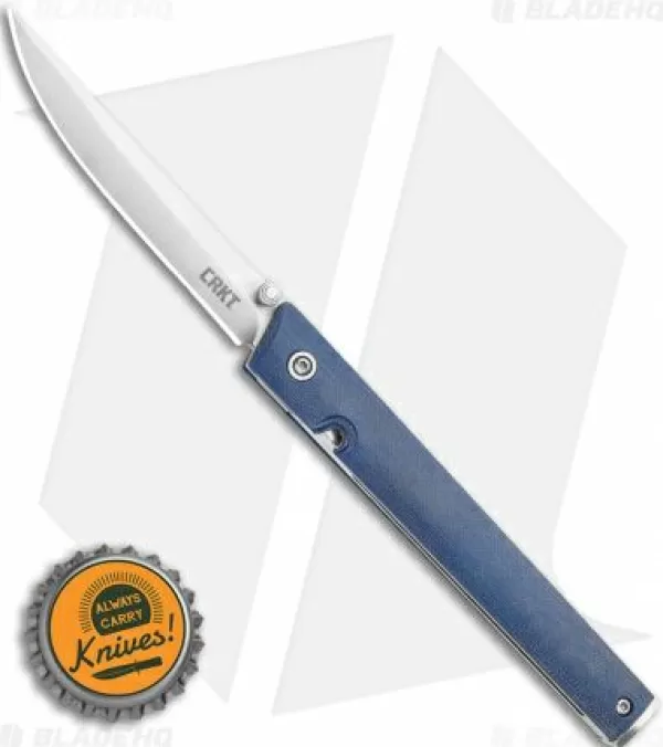 Outlet High Quality Crkt Ceo Liner Lock Knife Blue Linen Micarta (3.1 Satin S35Vn) Bhq Exclusive Pocket Knives