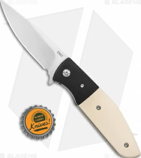 New High Quality Crkt Curfew Spring Assisted Knife White Fiber/Black Aluminum (3.1 Satin) Spring Assisted Knives