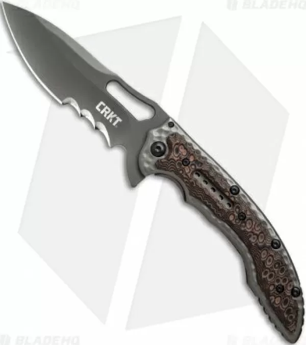 Best Large Choice Crkt Ikoma Fossil Frame Lock Knife (3.96 Gray Serr) 5471K Pocket Knives
