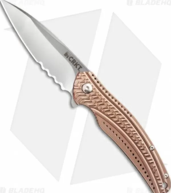 Cheap Large Choice Crkt Ken Onion Ripple Bronze Folding Knife (3.16 Satin Serr) K406Bxs Pocket Knives