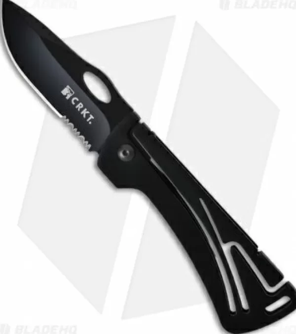 New Large Choice Crkt Klecker Nirk Lockback Knife (3.125 Black Serr) 5185 Pocket Knives