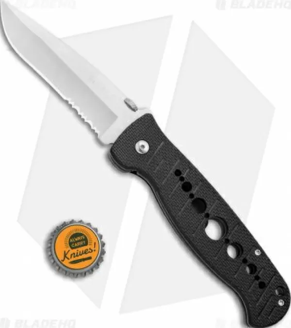 New Low Price Crkt Crawford Falcon Liner Lock Knife Black Zytel (3.875 Satin Serr) 6243 Pocket Knives