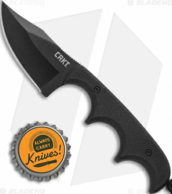 Cheap Low Price Crkt Folts Minimalist Bowie Neck Knife Black G-10 (2 Black) 2387K Fixed Blade Knives