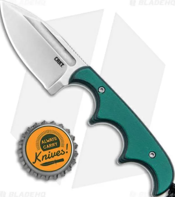 Online Low Price Crkt Folts Minimalist Spear Point Neck Knife Green Resin/Fiber (2.1 Stonewash) Fixed Blade Knives