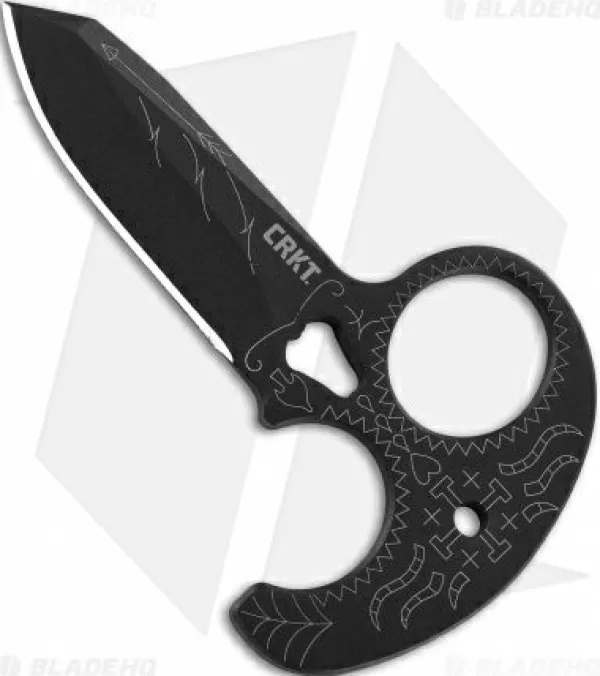 Cheap Low Price Crkt Tecpatl "Forged By War" Fixed Blade Push Dagger (3.3 Black) 2261 Tactical Knives