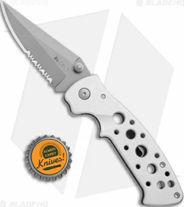 Online Lower Prices Crkt Crawford Kasper Professional Liner Lock Knife Silver (3.75 Gray Serr) 7728 Pocket Knives