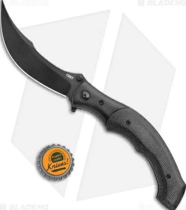 New Lower Prices Crkt Ritual Spring Assisted Knife Black Micarta (4.37 Black 14C28N) 7471K Spring Assisted Knives
