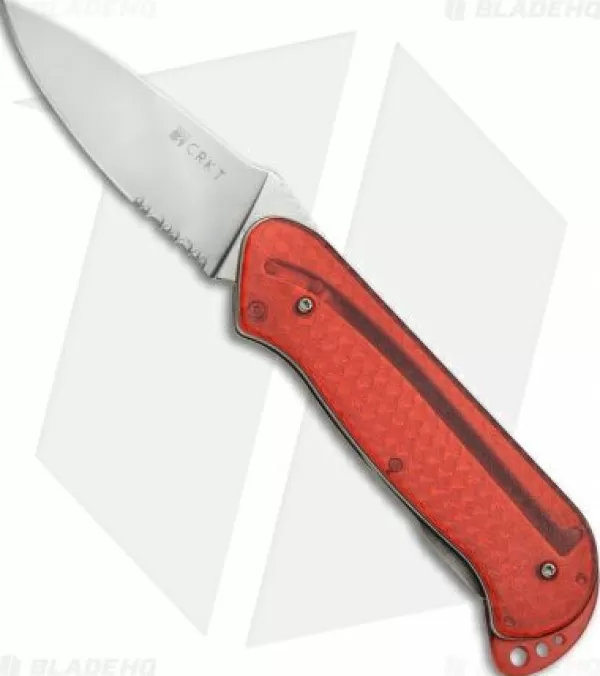 Shop Lower Prices Crkt Rollock Pocket Knife Red Translucent (2.25 Polish Serr) 5212R Pocket Knives