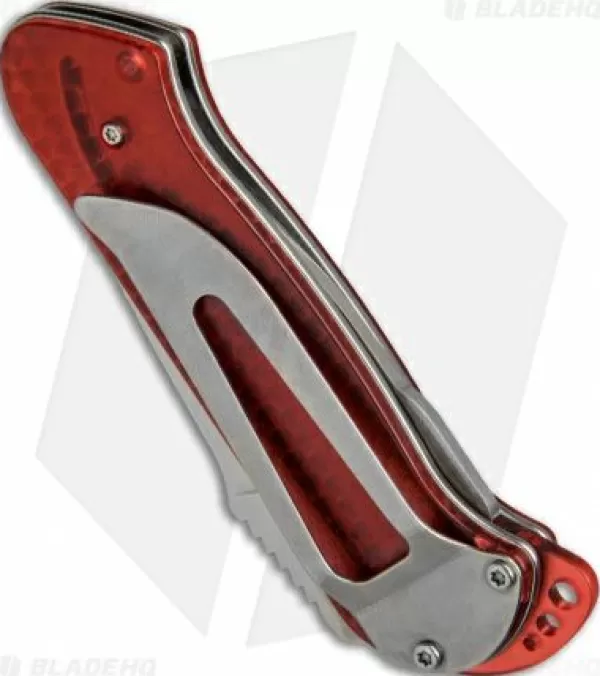 Shop Lower Prices Crkt Rollock Pocket Knife Red Translucent (2.25 Polish Serr) 5212R Pocket Knives