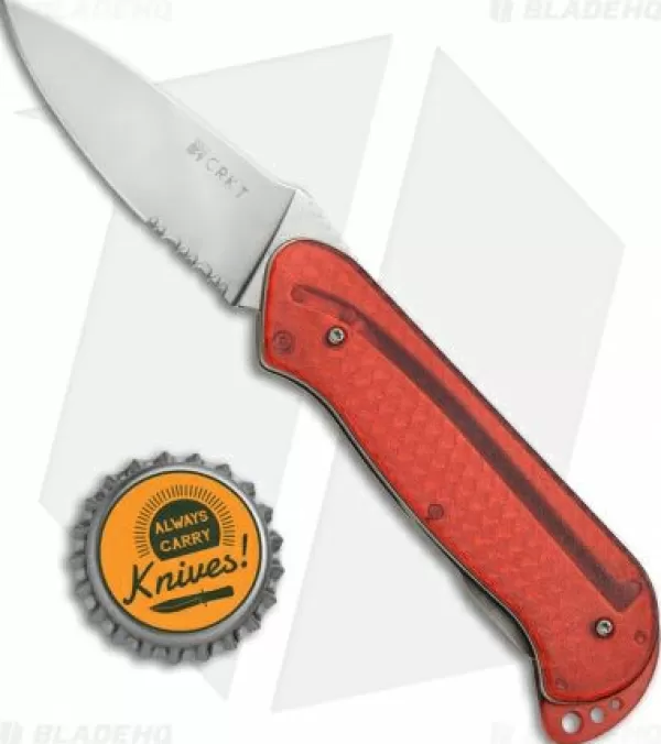 Shop Lower Prices Crkt Rollock Pocket Knife Red Translucent (2.25 Polish Serr) 5212R Pocket Knives