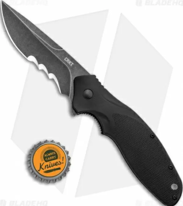 Fashion Lower Prices Crkt Shenanigan Spring Assist Knife Black/Veff Serration (3.4 Black Sw) K800Kkp Pocket Knives
