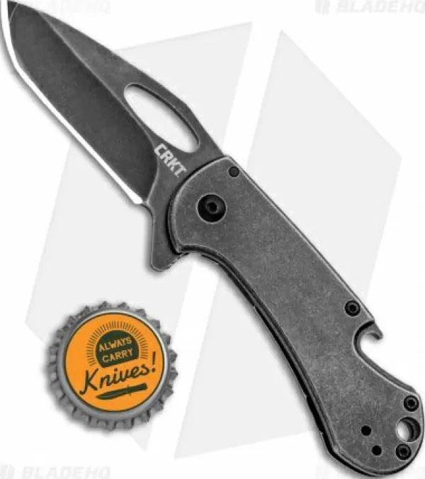 Outlet Original Crkt Bev-Edge Flipper Knife W/ Bottle Opener Black (2.5 Black Stonewash) 4635 Pocket Knives