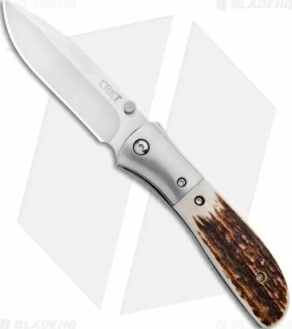 New Original Crkt Carson M4-02 Stag Spring Assisted Knife (3.25 Satin) M4-02S Spring Assisted Knives