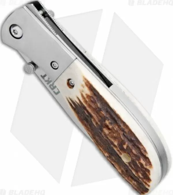 New Original Crkt Carson M4-02 Stag Spring Assisted Knife (3.25 Satin) M4-02S Spring Assisted Knives