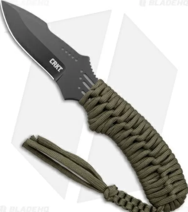 Flash Sale Original Crkt Crawford Thunder Strike Neck Knife Green Paracord (2.8 Black) 2032 Fixed Blade Knives