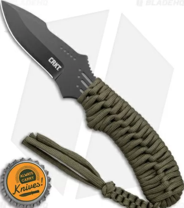 Flash Sale Original Crkt Crawford Thunder Strike Neck Knife Green Paracord (2.8 Black) 2032 Fixed Blade Knives