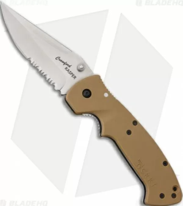 Store Reliable Quality Crkt Crawford Kasper Liner Lock Knife Tan Zytel (3.75 Serr) 6783D Pocket Knives