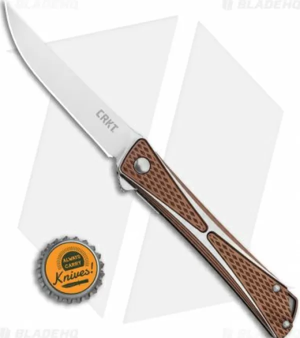 Discount Top Sell Crkt Crossbones Liner Lock Knife Bronze Aluminum (3.5 Satin) 7530B Pocket Knives