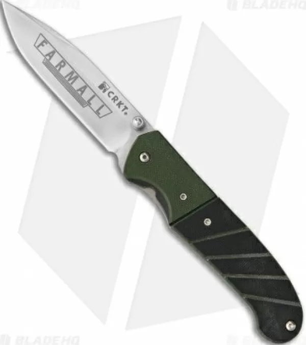 Hot Top Sell Crkt Ignitor Farmall Spring Assisted Knife Black/Green G-10 (3.38 Satin) 6850Nh Spring Assisted Knives