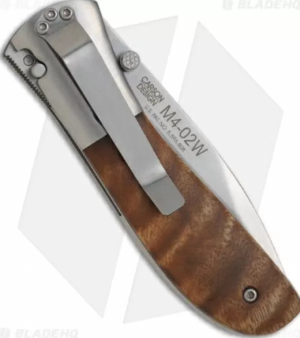 Hot Unique Crkt Carson M4-02W Knife W/ Burl Wood Handle (3.25 Satin Plain) M4-02 Spring Assisted Knives