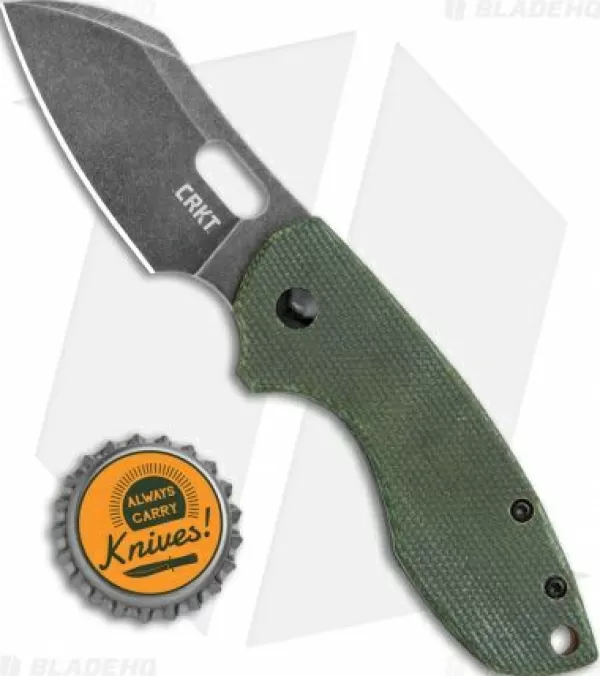 Cheap Unique Crkt Pilar Exclusive Frame Lock Knife Green Micarta (2.4 Smokewash D2) Pocket Knives
